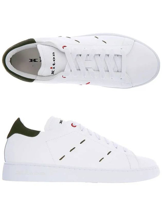 Stitched Leather Low Top Sneakers White - KITON - BALAAN 2