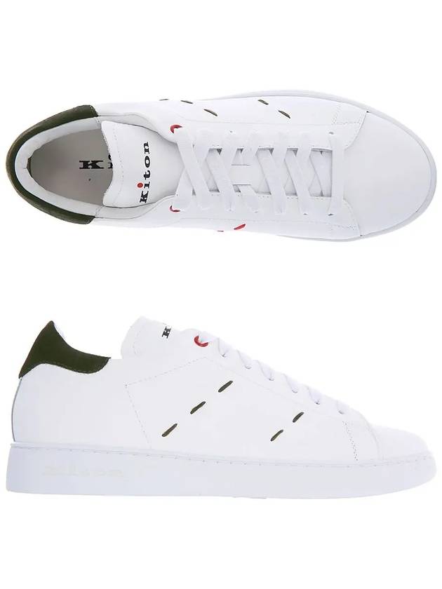 Stitched Leather Low Top Sneakers White - KITON - BALAAN 3