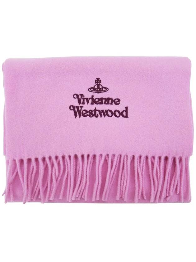 Embroidered Logo Wool Muffler Pink 81030007 G401 - VIVIENNE WESTWOOD - BALAAN 3