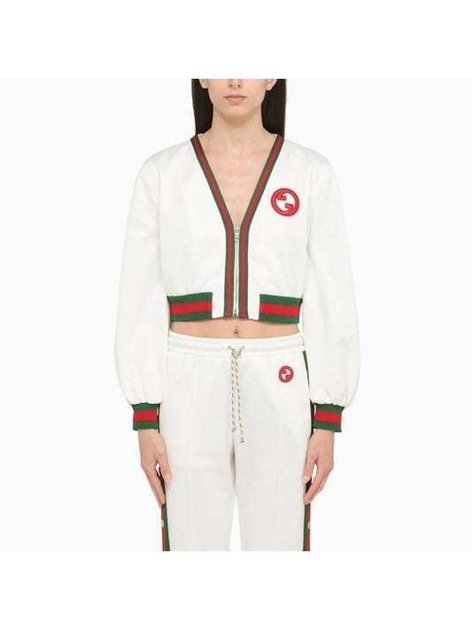 Cropped Web Jacket White - GUCCI - BALAAN 2