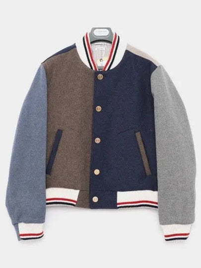 RWB Trim Color Block Button-Up Bomber Jacket - THOM BROWNE - BALAAN 2