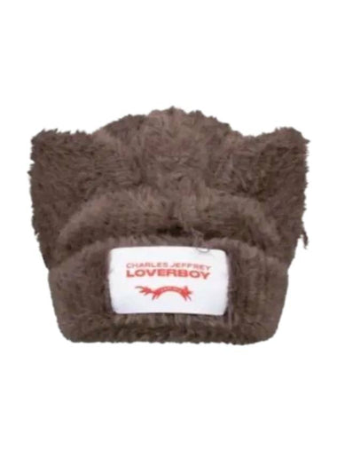 Loverboy Fluffy Chunky Ears Beanie Brown - CHARLES JEFFREY LOVERBOY - BALAAN 1