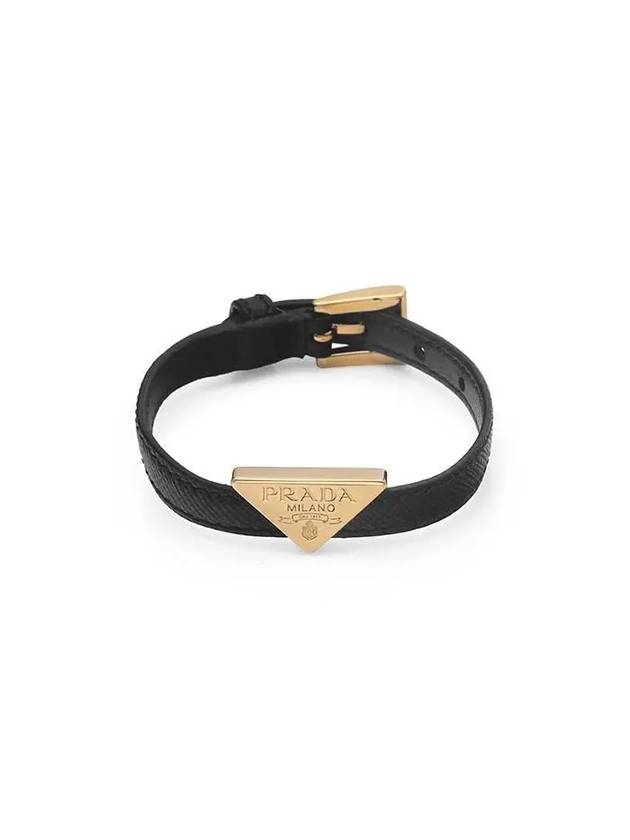 Saffiano Triangle Logo Bracelet Black - PRADA - BALAAN 2