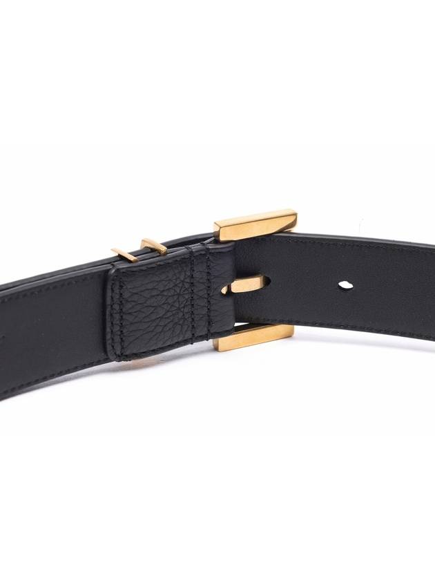 Men's Monogram Grain Leather Belt Gold - SAINT LAURENT - BALAAN 6