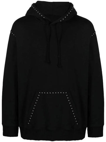 Studded Drawstring Kangaroo Pocket Hoodie Black - MAISON MARGIELA - BALAAN 1