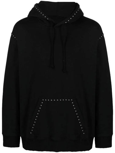 Studded Drawstring Kangaroo Pocket Hoodie Black - MAISON MARGIELA - BALAAN 1