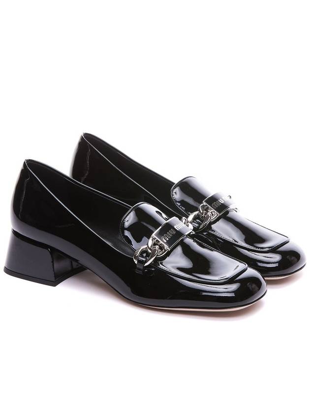 Women's Logo Patent Leather Pumps Black - MIU MIU - BALAAN 3