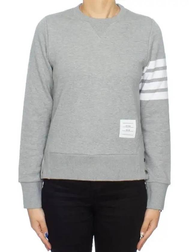 Engineered 4 Bar Stripe Loopback Jersey Knit Crewneck Sweatshirt Light Grey - THOM BROWNE - BALAAN 2