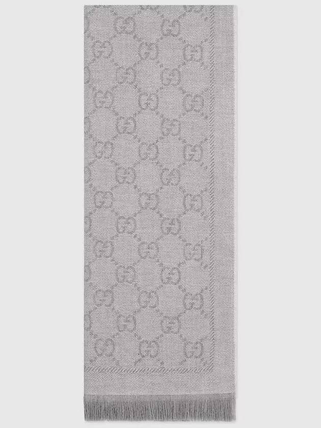 GG Jacquard Pattern Knit Muffler Grey - GUCCI - BALAAN 8