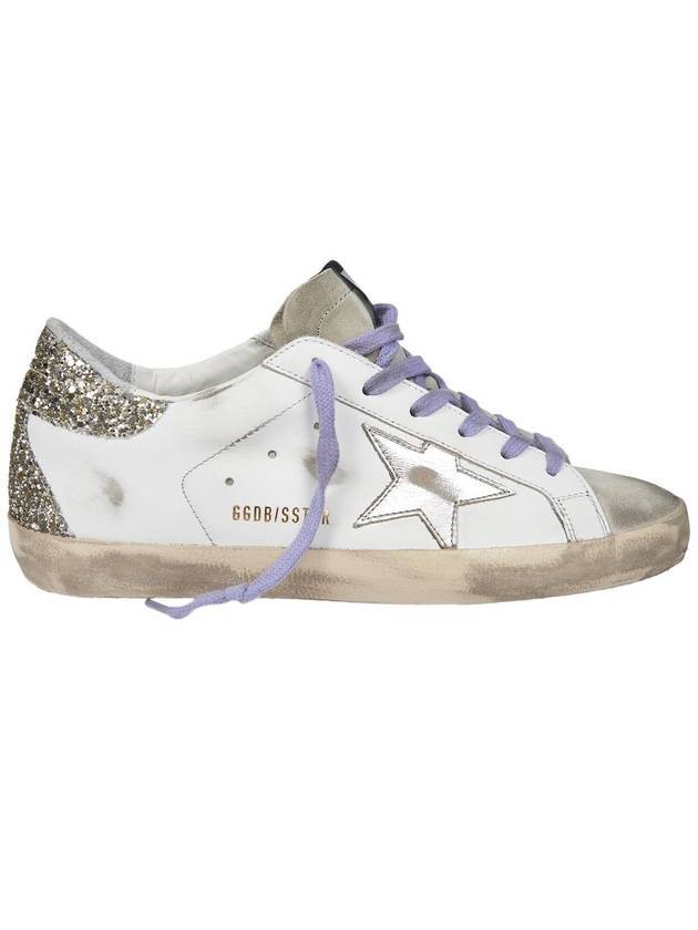 Superstar Glitter Tab Leather Low Top Sneakers Silver White - GOLDEN GOOSE - BALAAN 1