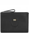 Gancini Leather Clutch Bag Black - SALVATORE FERRAGAMO - BALAAN 2