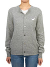 White wappen wool round neck cardigan light gray - COMME DES GARCONS PLAY - BALAAN 3