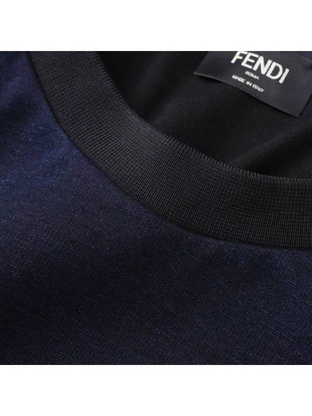 FF Jersey Short Sleeve T-Shirt Blue - FENDI - BALAAN 5