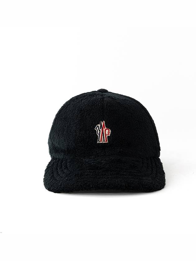 Logo Velvet Fleece Ball Cap Black - MONCLER - BALAAN 3