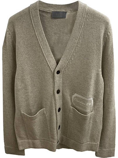 Embroidered Logo Cashmere Cardigan Grey - DIOR - BALAAN 2