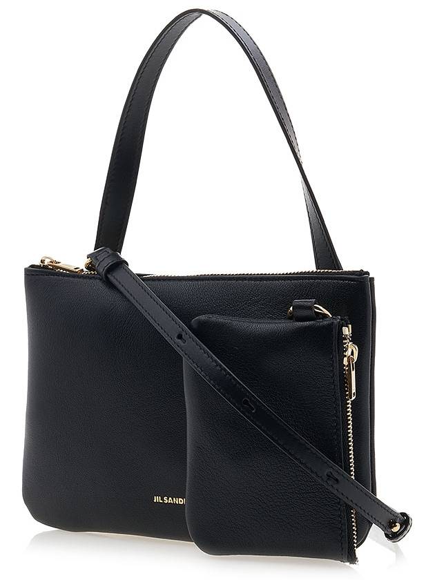 Logo Leather Zipper Tote Bag Black - JIL SANDER - BALAAN 3