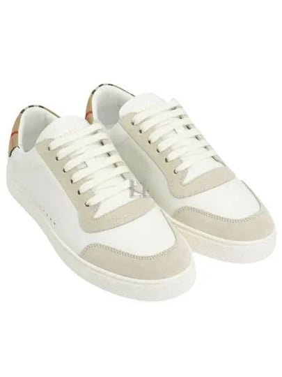 Leather Suede Check Cotton Low Top Sneakers White - BURBERRY - BALAAN 2