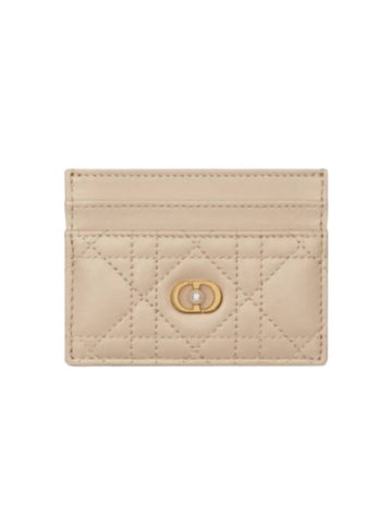 Dior Jolie Freesia Cannage Lambskin Card Wallet Beige - DIOR - BALAAN 1