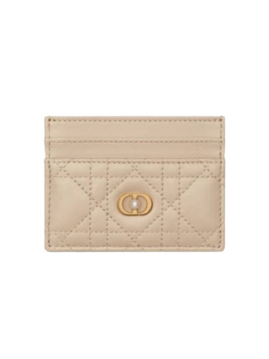 Dior Jolie Freesia Cannage Lambskin Card Wallet Beige - DIOR - BALAAN 1