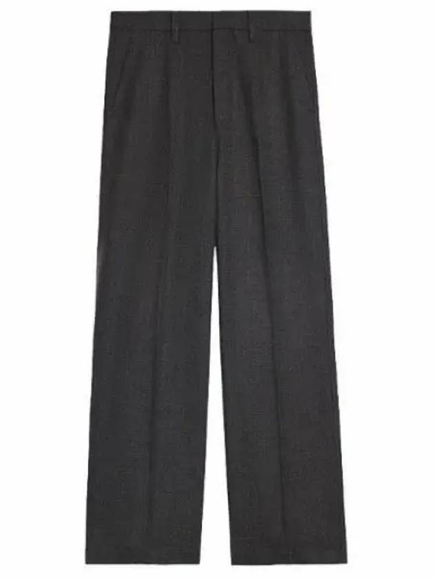 Gabardine Wool Loose Fit Wide Pants Grey - AMI - BALAAN 2