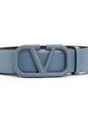 V Logo Signature Leather Belt Blue - VALENTINO - BALAAN 5