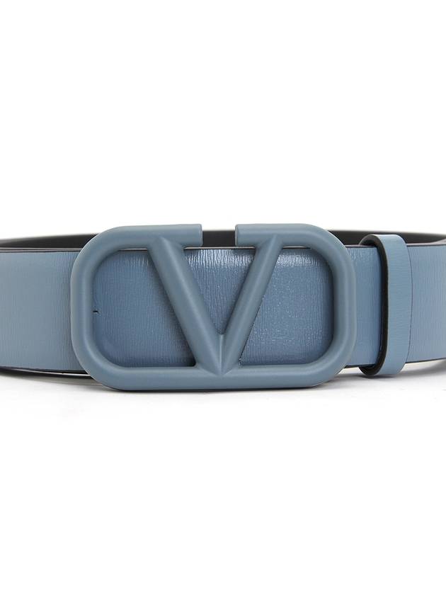 V logo signature leather belt blue - VALENTINO - BALAAN 5