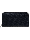 Monogram Leather Zipper Round Long Wallet Black - BURBERRY - BALAAN 1