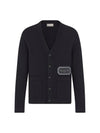 Embroidered Logo Cashmere Cardigan Black - DIOR - BALAAN 1