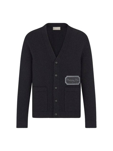 Embroidered Logo Cashmere Cardigan Black - DIOR - BALAAN 1