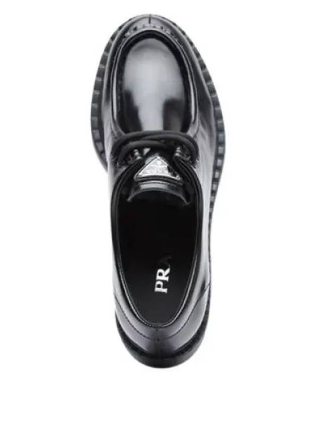 Triangle Logo Lace-Up Leather Derby Black - PRADA - BALAAN 2