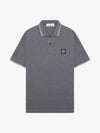 Men's Logo Patch Lining Short Sleeve Polo Shirt Charcoal - STONE ISLAND - BALAAN 2