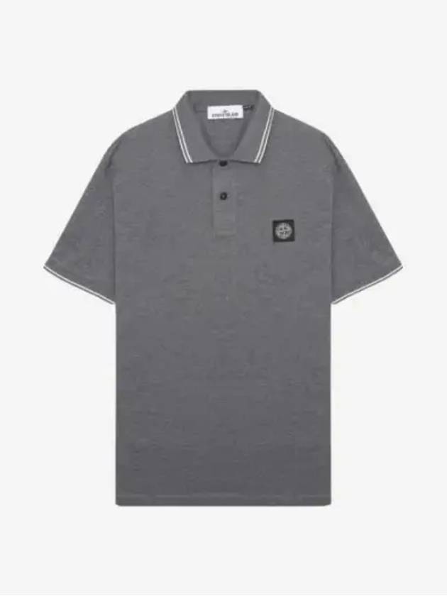 Men's Logo Patch Lining Short Sleeve Polo Shirt Charcoal - STONE ISLAND - BALAAN 2