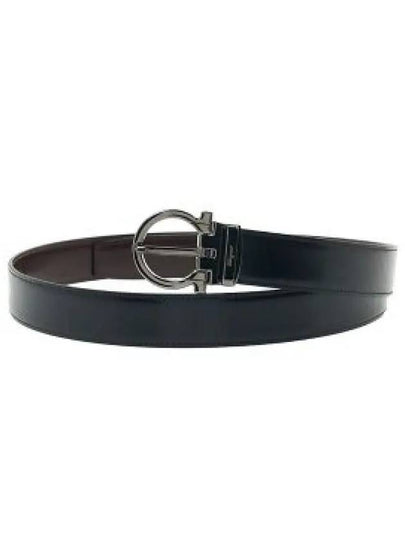 Reversible Adjustable Leather Belt Black - SALVATORE FERRAGAMO - BALAAN 2