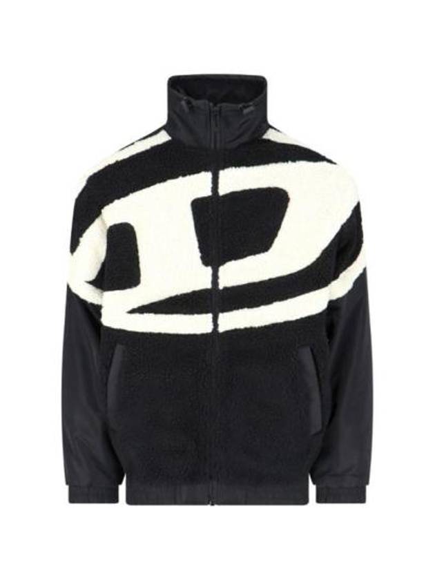 S Ovady Logo Teddy Fleece Track Jacket Black - DIESEL - BALAAN 2