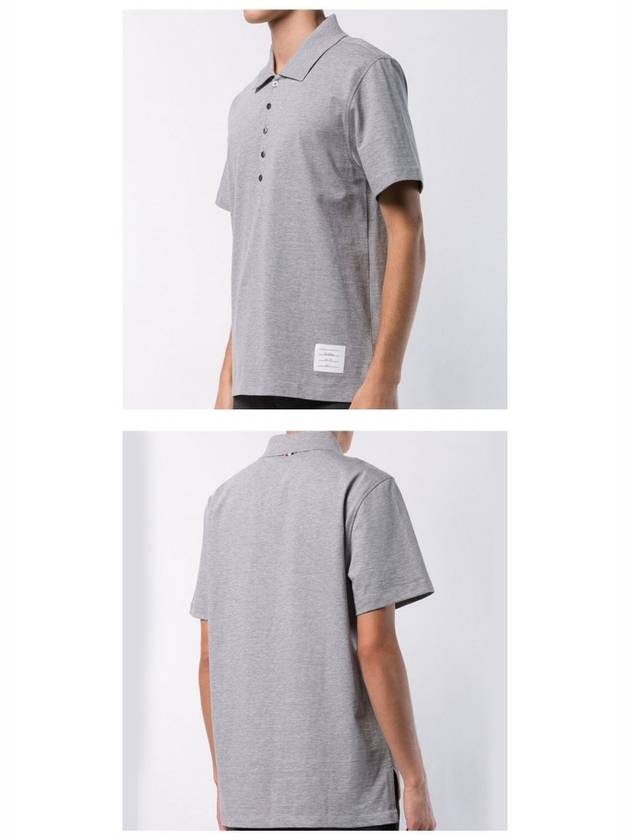 Side Slit Three Stripe Tab Short Sleeve Polo Shirt Grey - THOM BROWNE - BALAAN 6