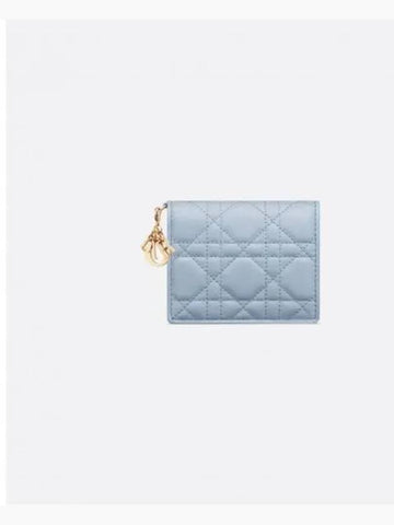 Lady Dior Gardenia Mini Half Wallet Blue - DIOR - BALAAN 1