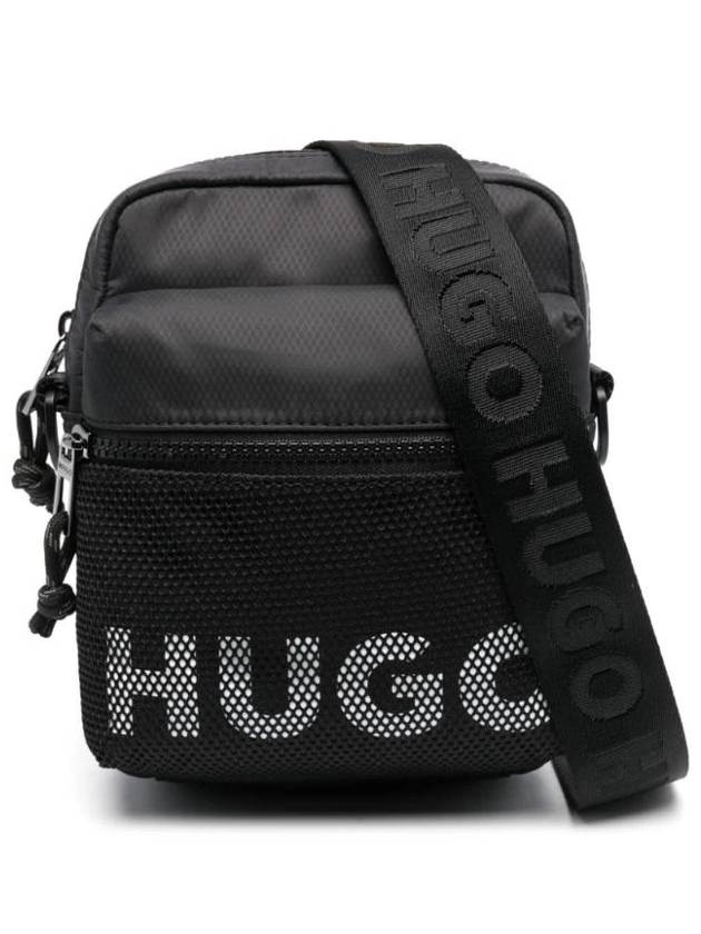 Contrast Logo Mesh Overlay Reporter Bag Black - HUGO BOSS - BALAAN 1