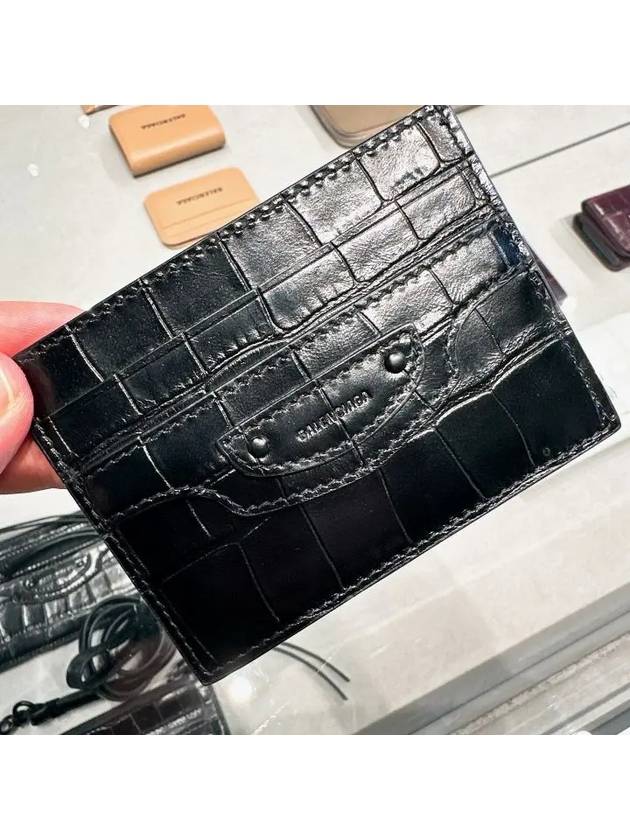 Neo Classic Crocodile Effect Card Wallet Black - BALENCIAGA - BALAAN 3