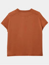 Women's Embroidered Pocket Round Short Sleeve T-shirt Orange H2E4604DU 2N - HERMES - BALAAN 3