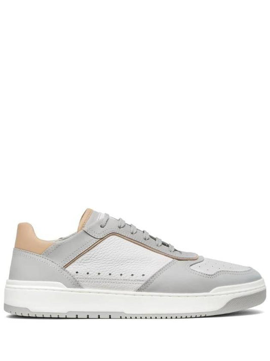 Logo Patch Leather Low Top Sneakers Grey - BRUNELLO CUCINELLI - BALAAN 1