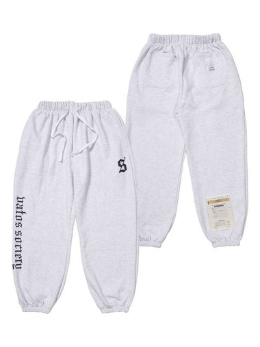 Old Letter Wide Jogger Pants White Melange - STIGMA - BALAAN 1