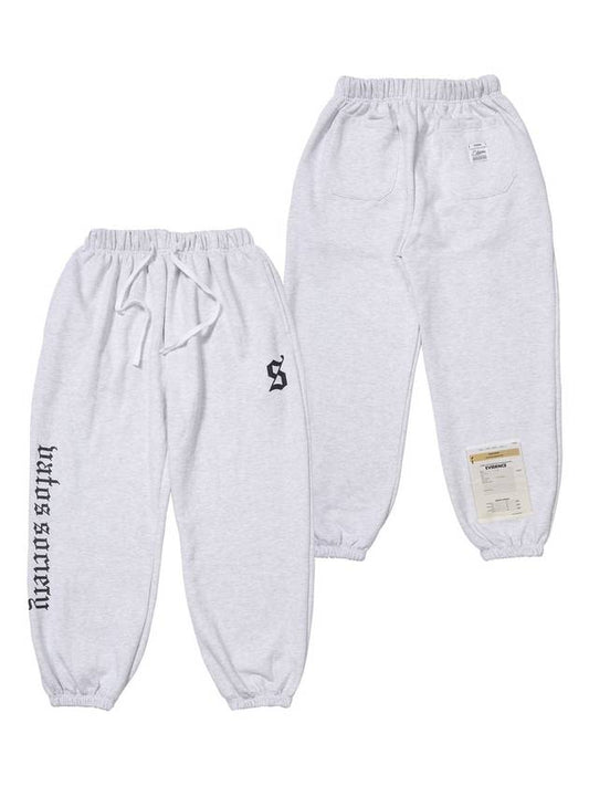 OLD LETTER WIDE JOGGER PANTS WHITE MELANGE - STIGMA - BALAAN 2