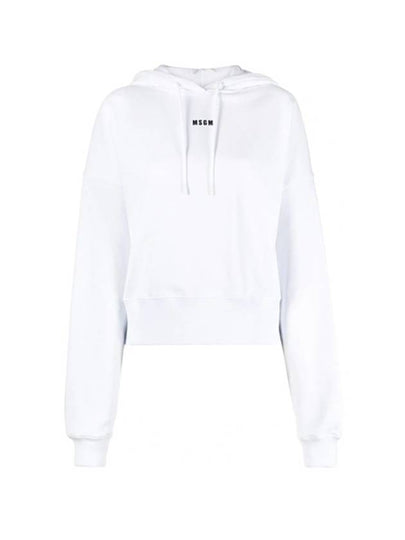 Micro Logo Print Cotton Hoodie White - MSGM - BALAAN 2