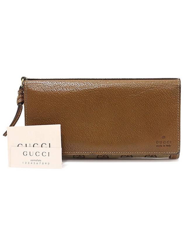 323402 GG logo jacquard brown leather gold plated long wallet - GUCCI - BALAAN 2