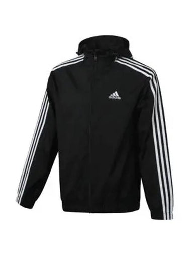 Essentials 3S Woven Regular Fit Windbreaker Black - ADIDAS - BALAAN 1