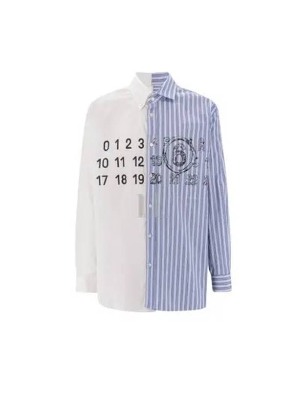 Striped Logo Cotton Long Sleeve Shirt White Blue - MAISON MARGIELA - BALAAN 2