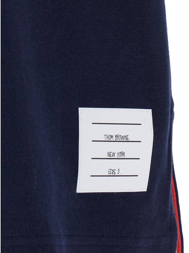 Blue Crewneck T-Shirt With Rwb Detail On Neck And Sleeve In Cotton Man - THOM BROWNE - BALAAN 3