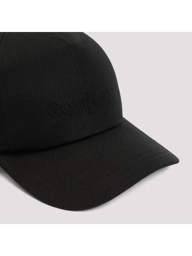 Embroidered Logo Gabardine Weave Cotton Ball Cap Black - SAINT LAURENT - BALAAN 4