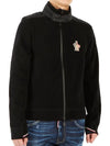 Logo Patch Fleece Zip-Up Jacket Black - MONCLER - BALAAN 5