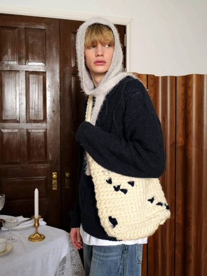 Handmade Point Knit Cross Bag Cream - KINETO - BALAAN 2